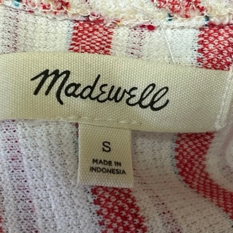 Madewell Multicolor Sleeveless Bouclé Knit Stripe Tweed Cross-Back Tank Top Sz S - Image 4