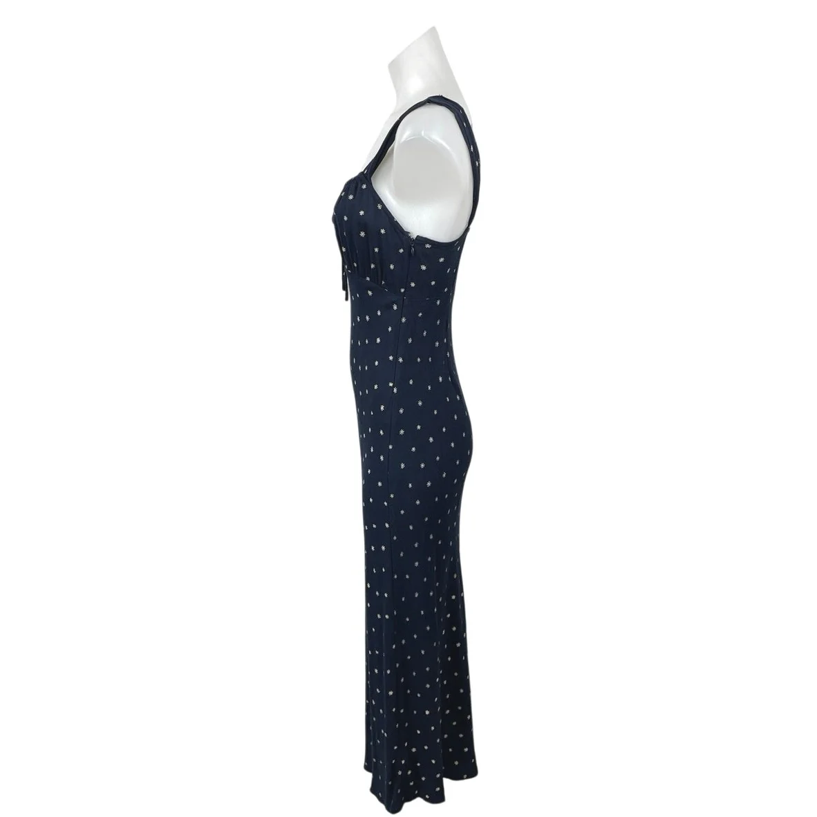Madewell Navy Blue Polka Dots Sleeveless Tie Scoop Neck Maxi Slip Dress Size 0 - Image 3