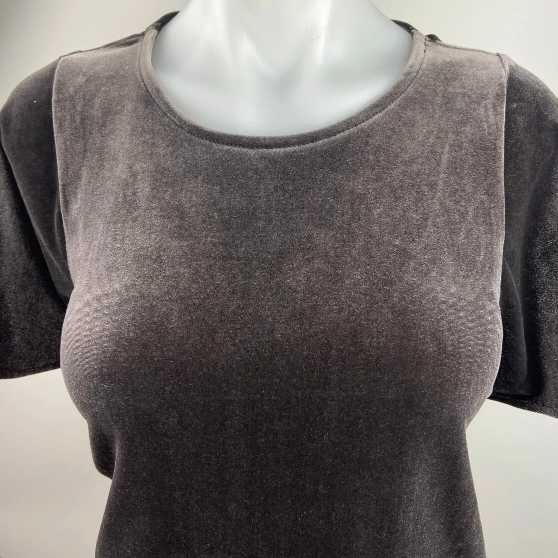 Madewell NWT Black Velvet  Round Neck Flutter Sleeve Butterfly Blouse Top Sz XS - Image 4