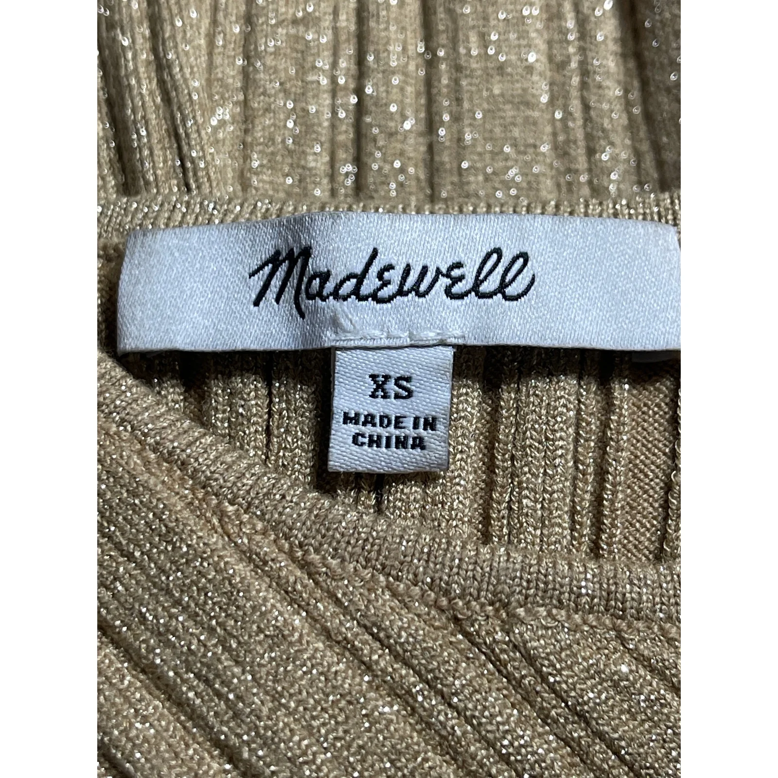 Madewell Signature Shimmer Knit Cutaway Brown Sleeveless Sweater Tank Top Sz XS - Image 5