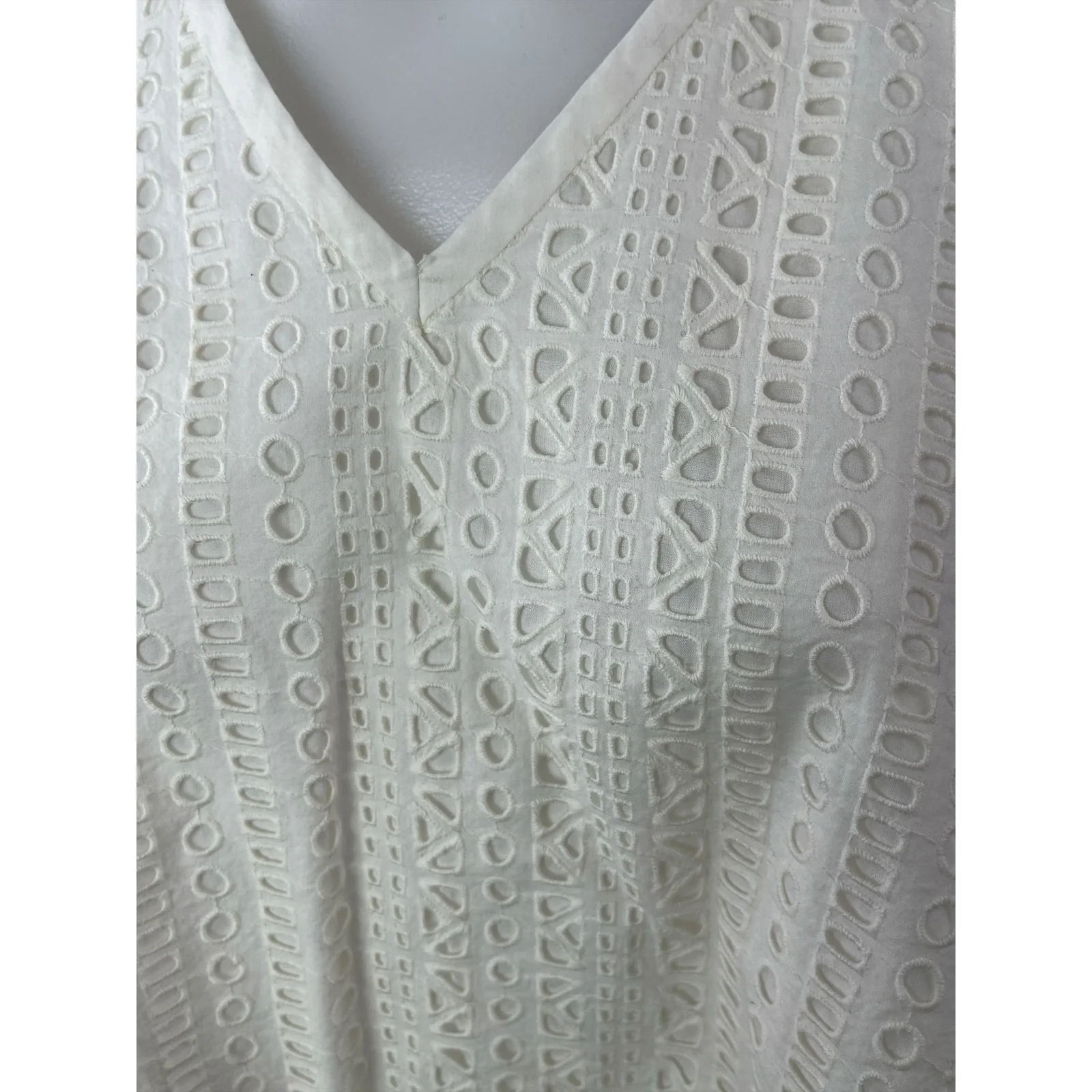 Madewell White Embroidered Eyelet Split Back Sleeveless Tank Blouse Top Size S - Image 5