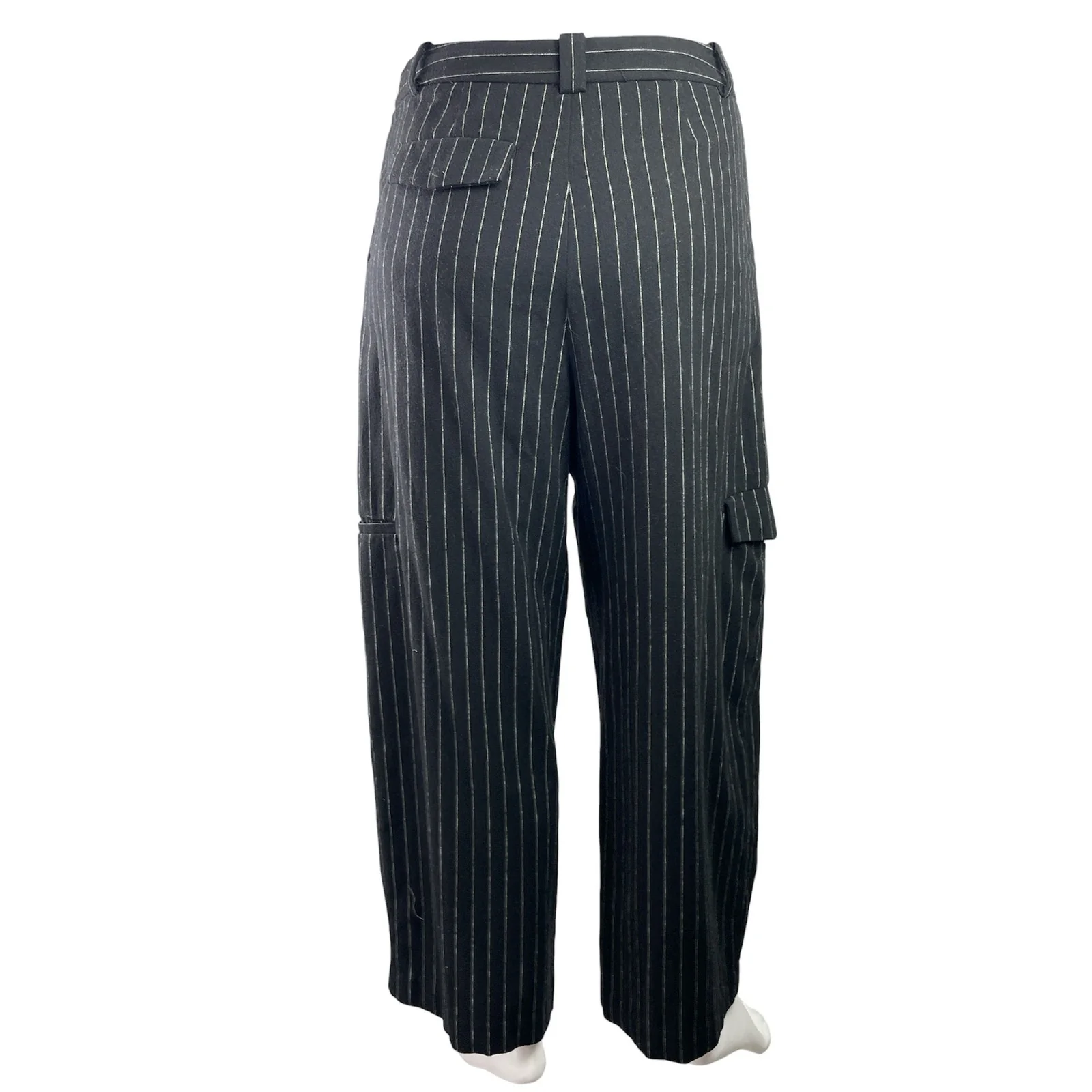 Madewell Womens Black Striped High Waist Wide leg Cargo Trousers Pants Size 16 - Image 3