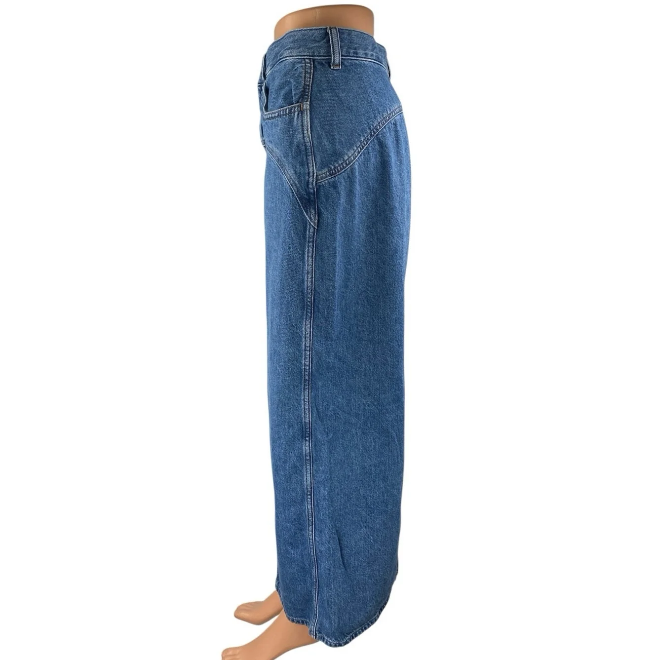 Madewell Women's Blue High Waisted Slit Straight Midi Denim Jean Skirt Size 26 - Image 2