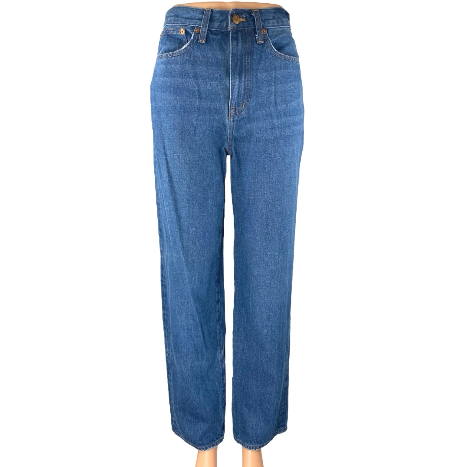 Madewell Women's Blue High Waisted Straight Wide Leg Denim Jeans Pants Size 25