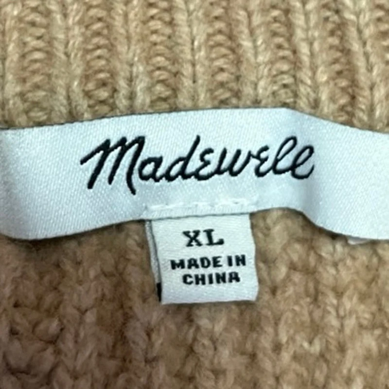 Madewell Womens Brown Tan Wool Knit Long Sleeve Crew Neck Sweater Top Size XL - Image 3