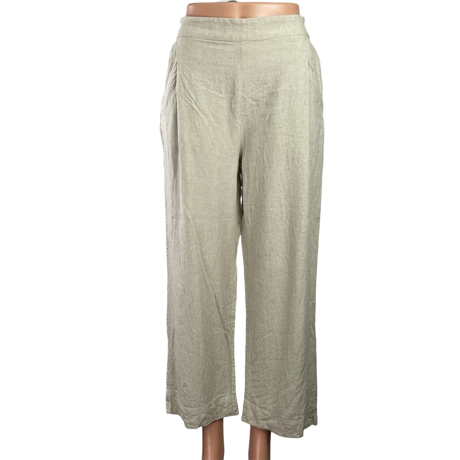 Madewell Women's Cream Linen High Waisted Pleated Wide Leg Trousers Pants Sz 00