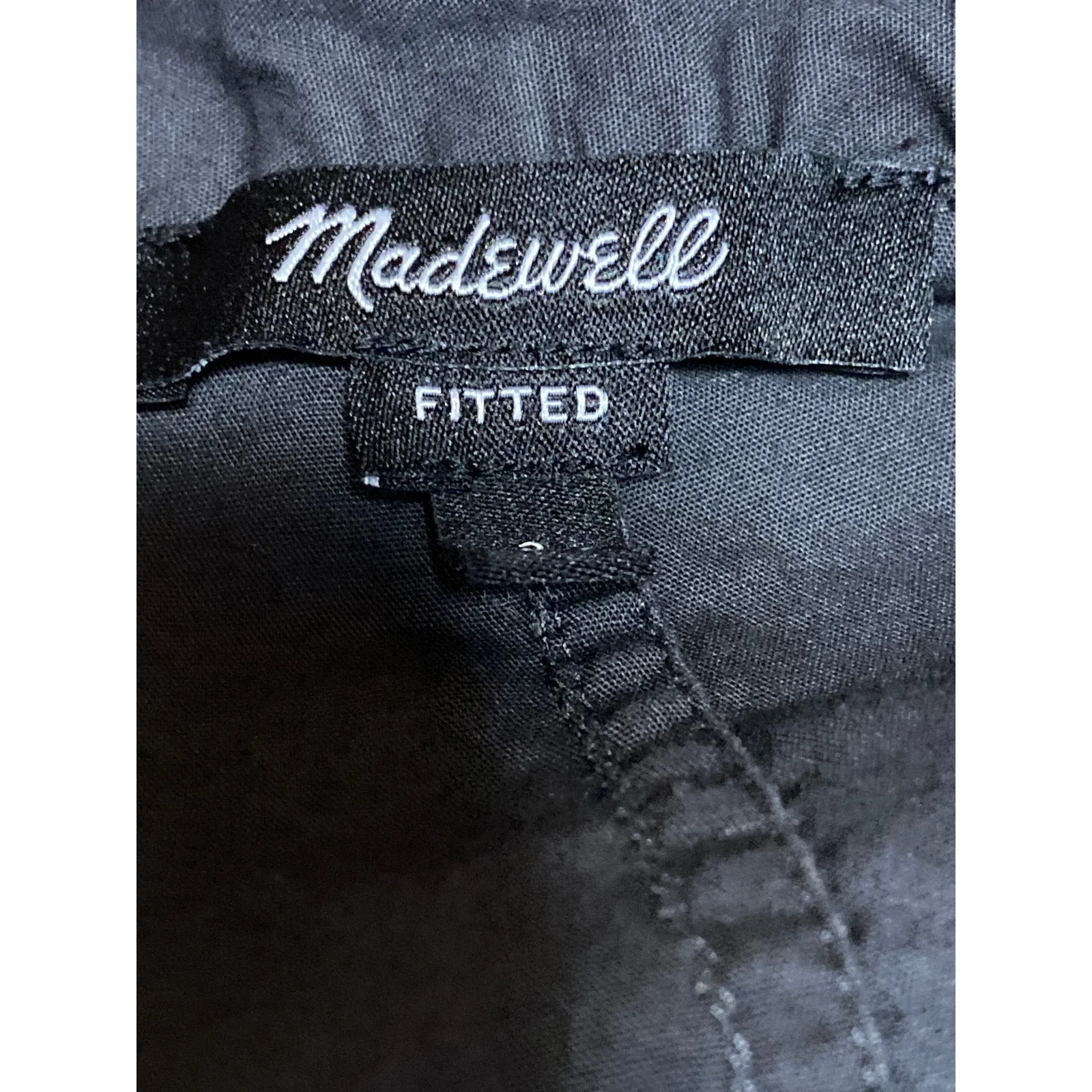 Madewell Women's Gray Collared Long Sleeve Crop Fitted Boxy Shirt Blouse Top 2 - Image 5