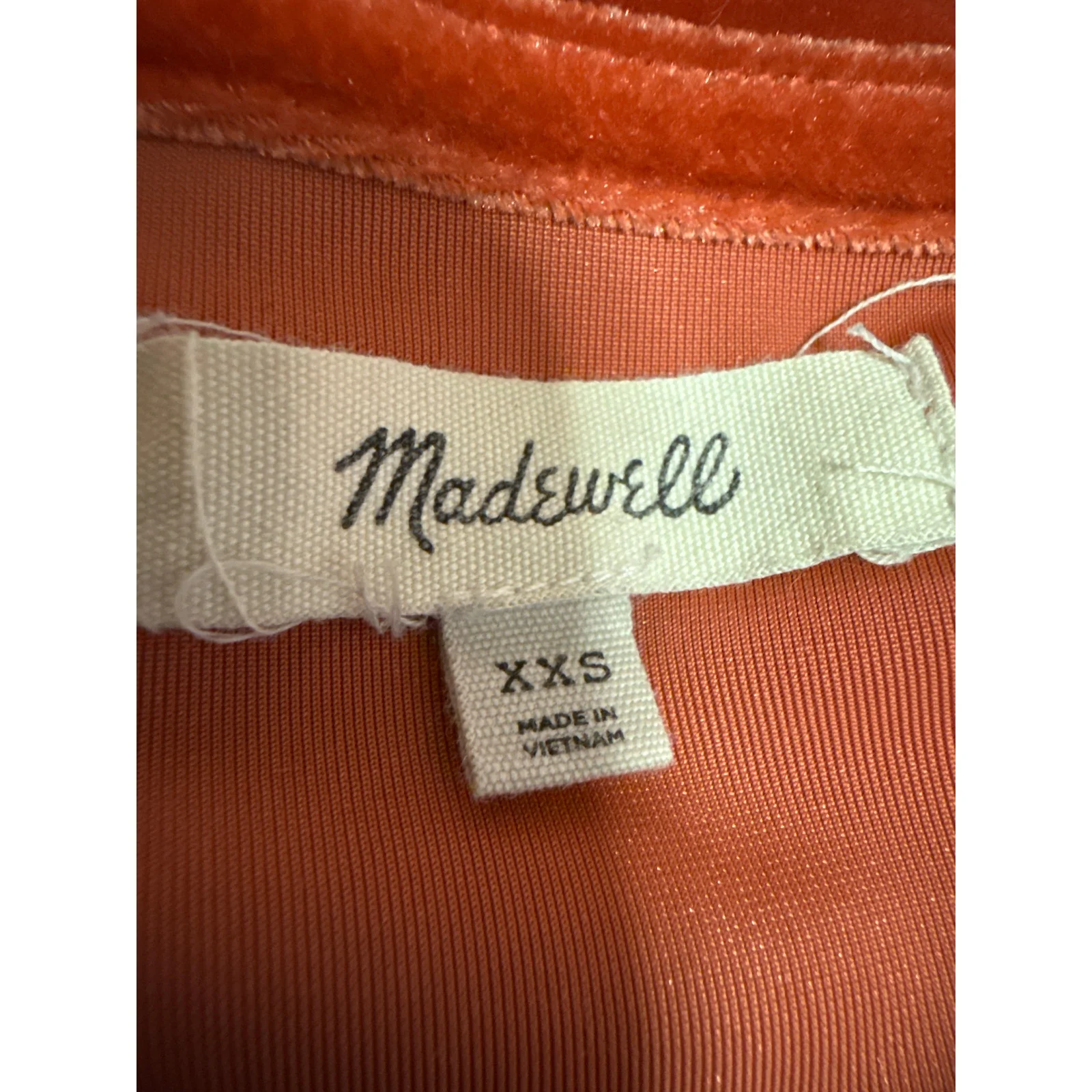 Madewell Women's Orange Velvet Velour Short Sleeve Blouse T-Shirt Top Size XXS - Image 4