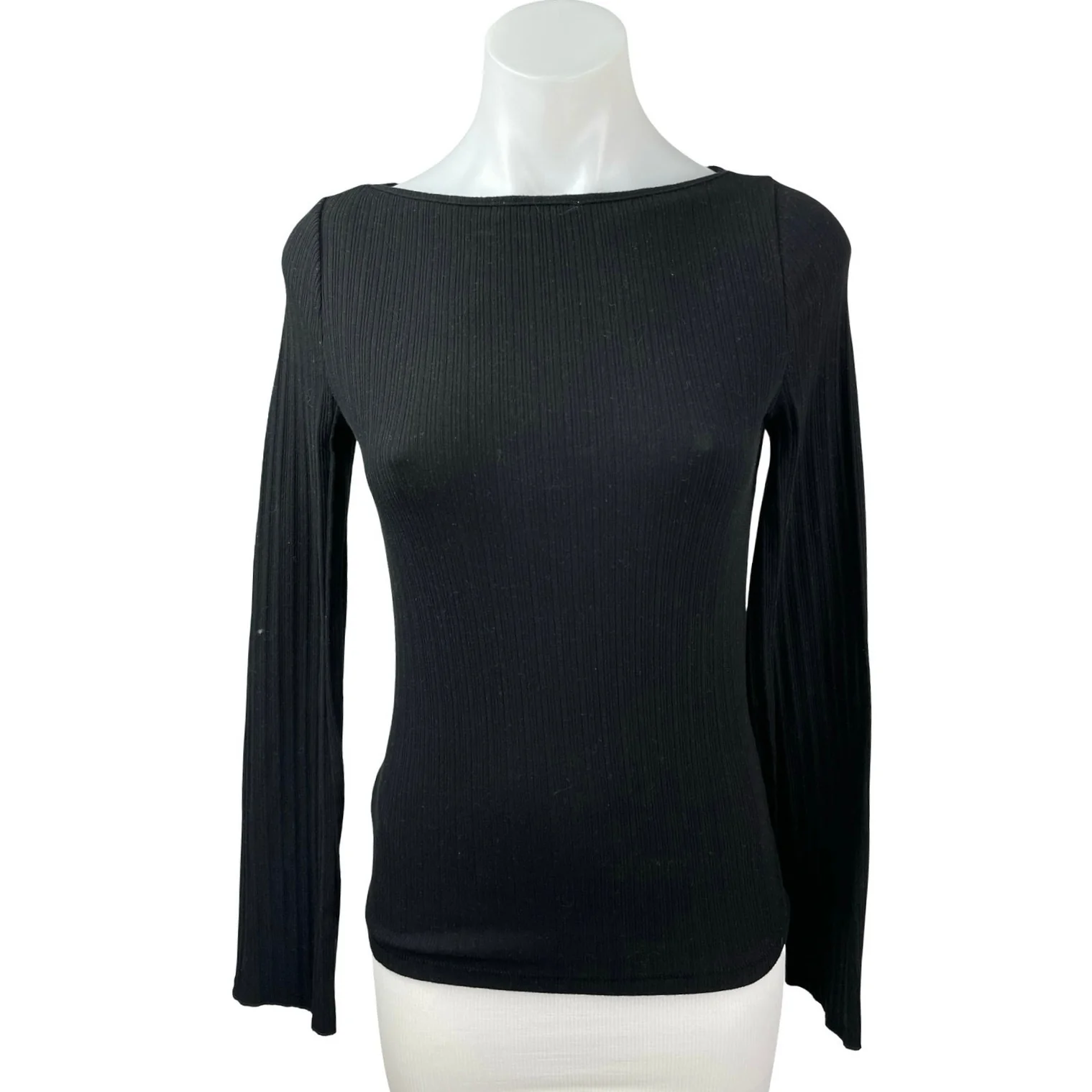 Madewell Women's Ribbed Knit Boat Neck Long Sleeve Sweater Blouse Top Size S