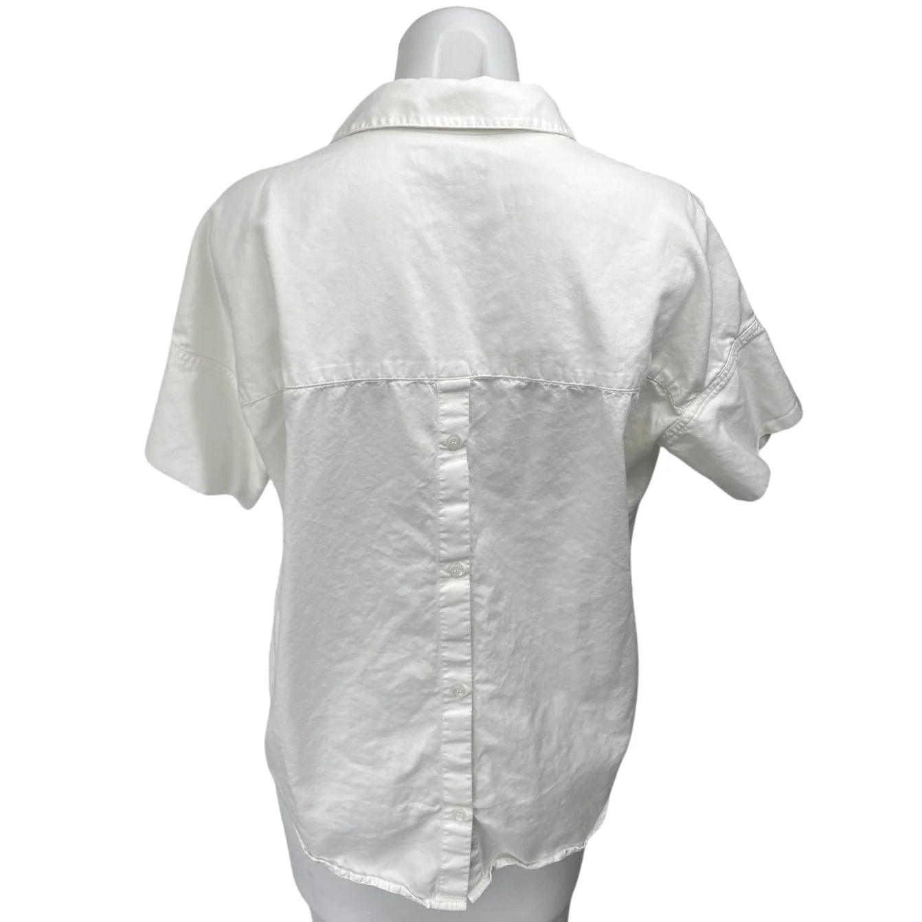 Madewell Women's White Short Sleeve Collared V Neck Shirt Blouse Top Size XS - Image 2
