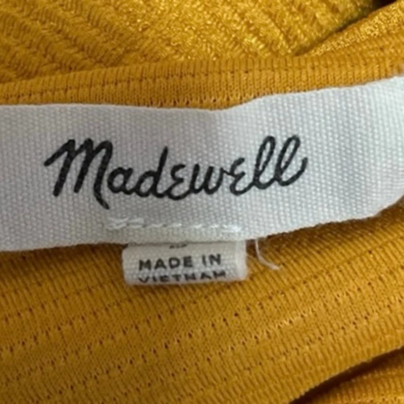 Madewell Yellow Sleeveless Ruffle Tiered Cross Back Square Neck Tank Top Size S - Image 3