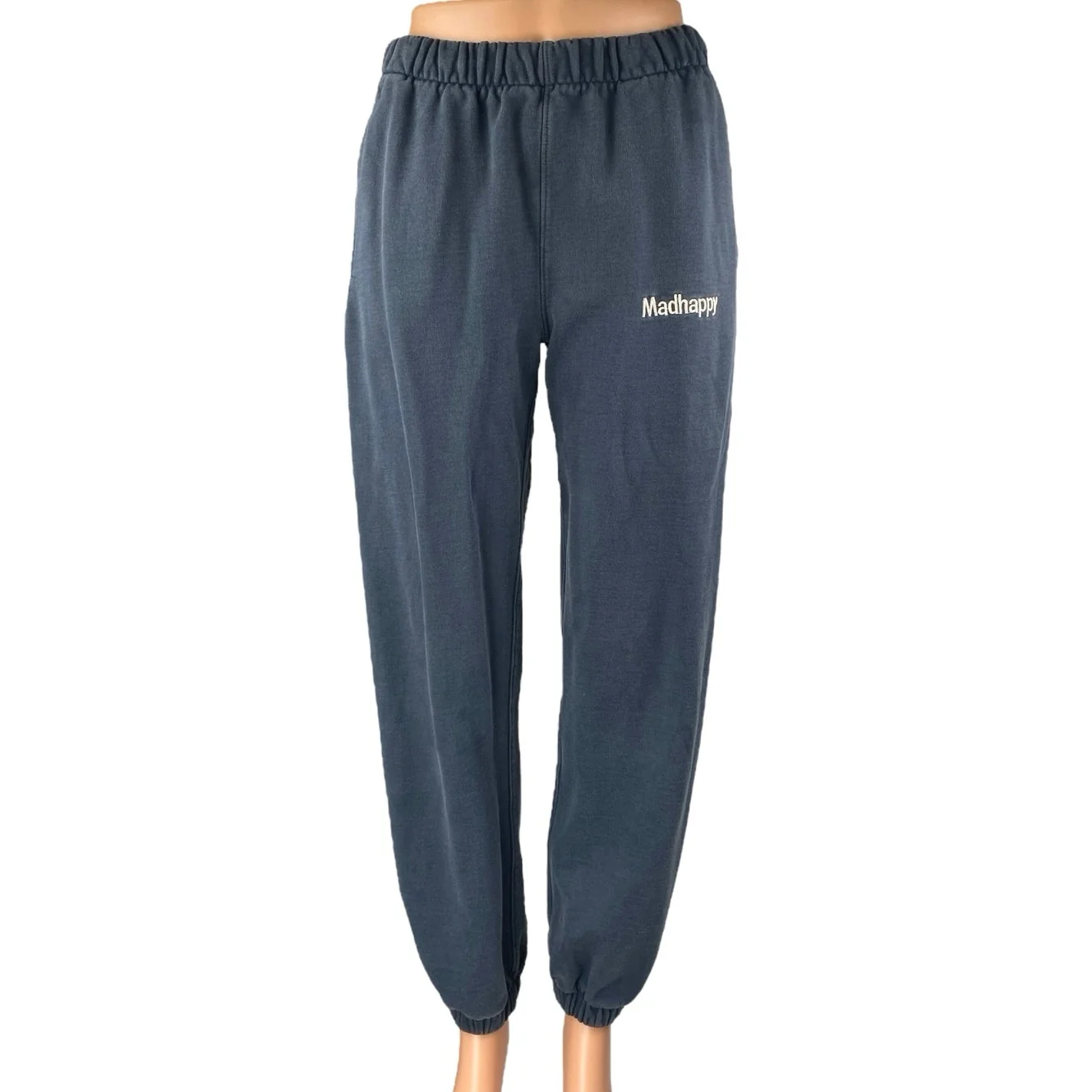 Madhappy Women's Navy Blue High Rise Embroidered Tapered Jogger Sweat Pants XS