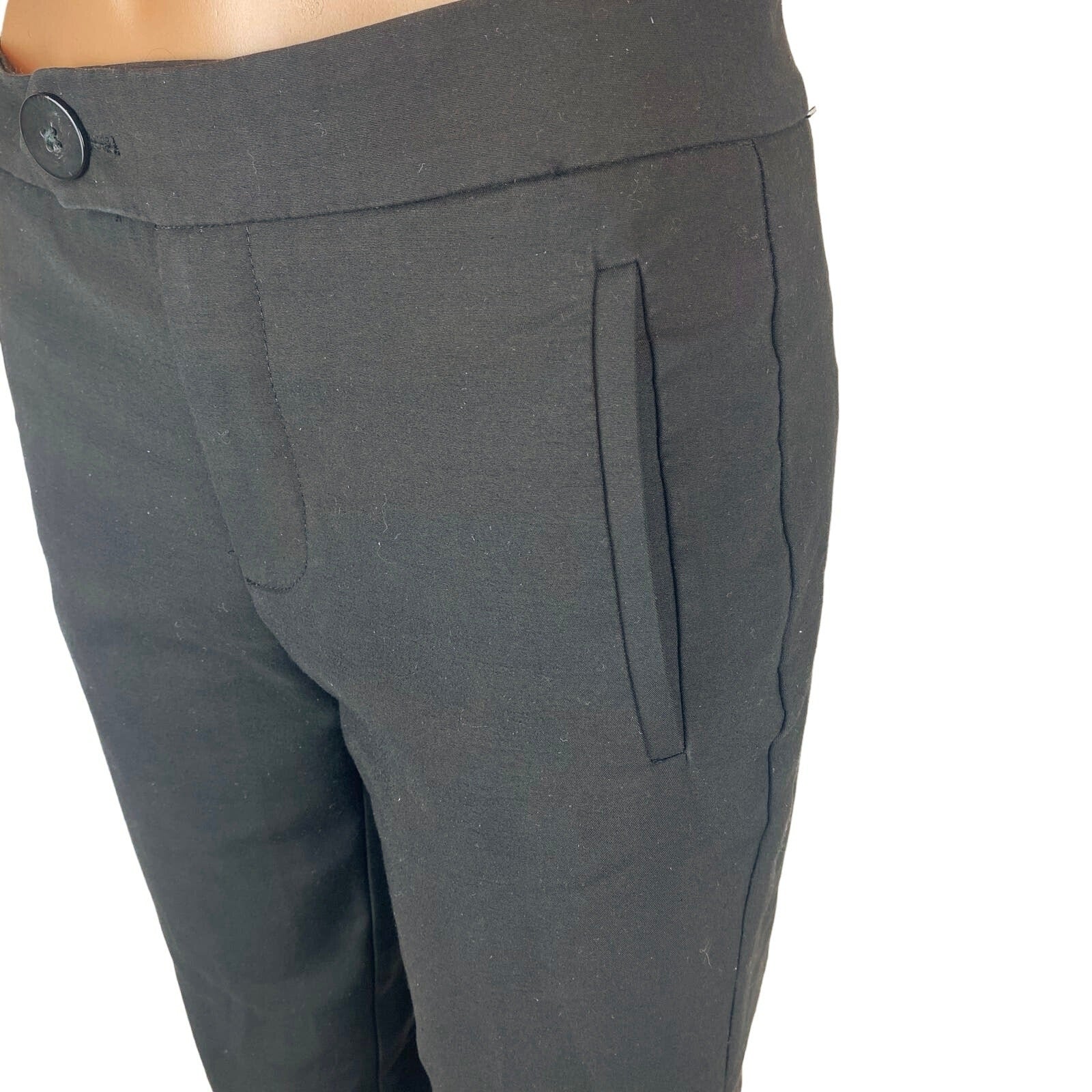 Mango Blue Career Mid Rise Ankle Stretch Straight Leg Pockets Trouser Pants Sz 2 - Image 5