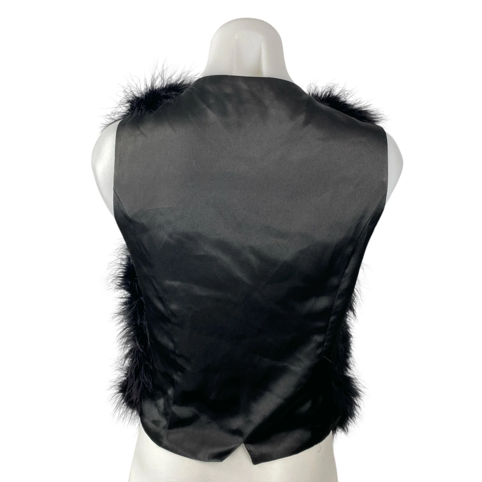 Mango Suit Women's Black Ostritch Marabou Feather Cardigan Vest Gilet Bolero M - Image 4