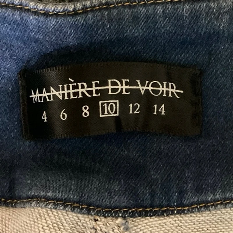 Maniere De Voir Blue Cut-Out High Rise Straight Leg Medium Wash Denim Jeans 10 - Image 6