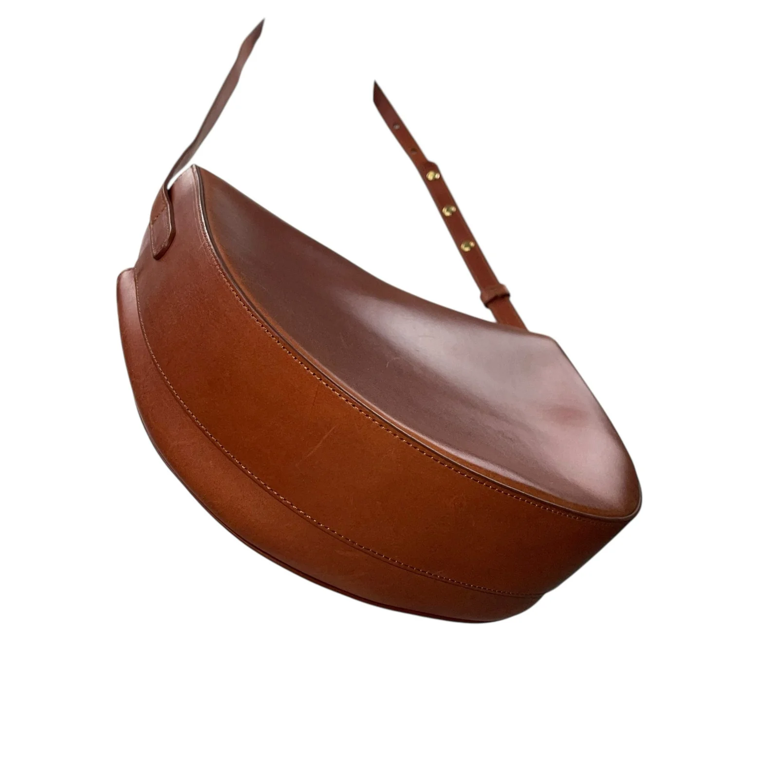 Mansur Gavriel Brandy Orange Brown Vegan Leather Mini Sling Crossbody Saddle Bag - Image 7