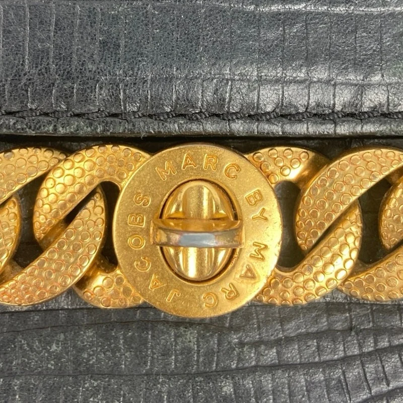 Marc by Marc Jacobs Black Embossed Faux Leather Adjustable Strap Crossbody Bag - Image 3