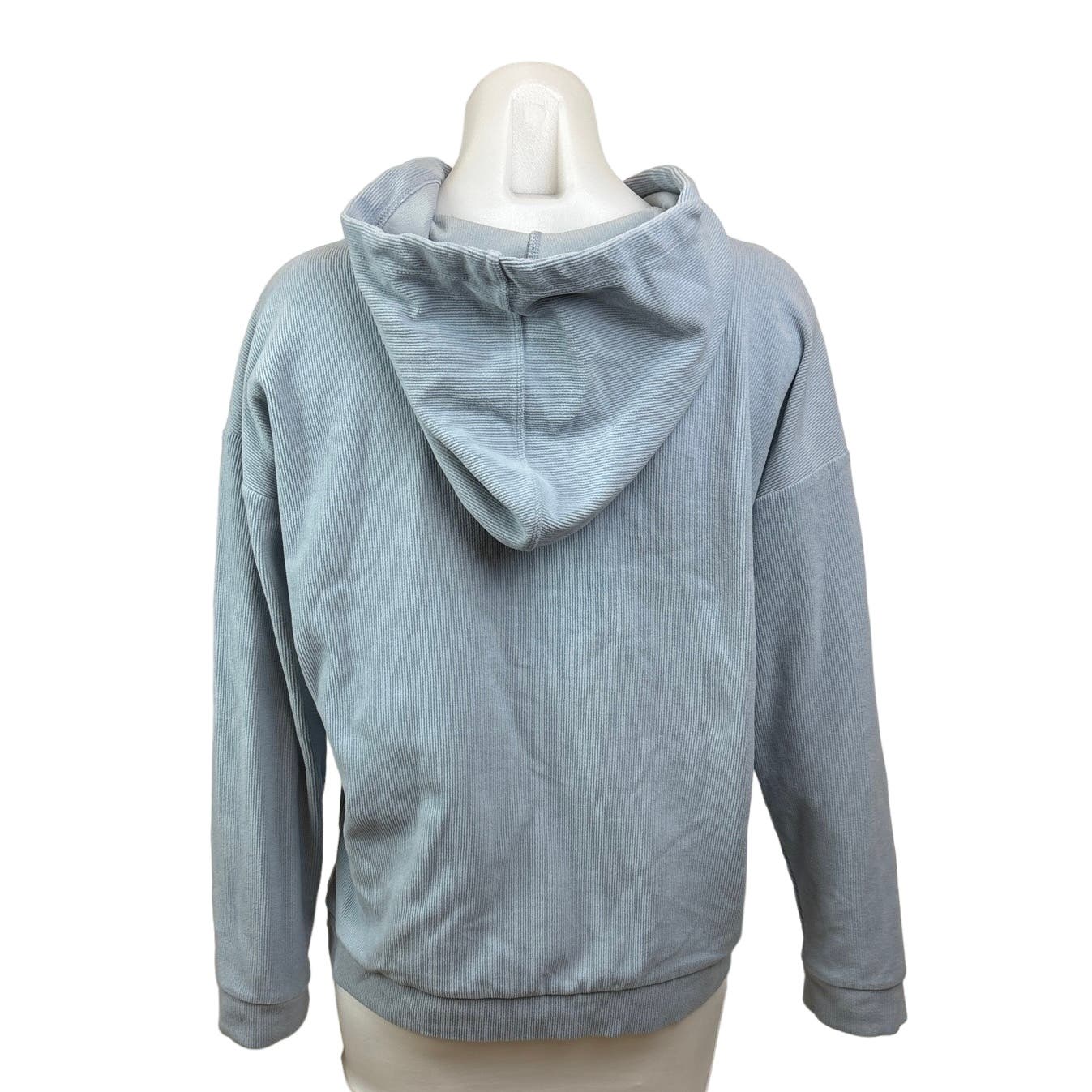 Marc New York Womens Blue Ribbed Knit Kangaroo Pocket Cozy Long Sleeve Hoodie M - Image 2