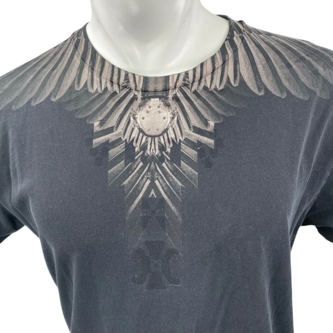 Marcelo Burlon Men's Black Wing Print Crewneck Short Sleeve Tee T-shirt Top Sz M - Image 3