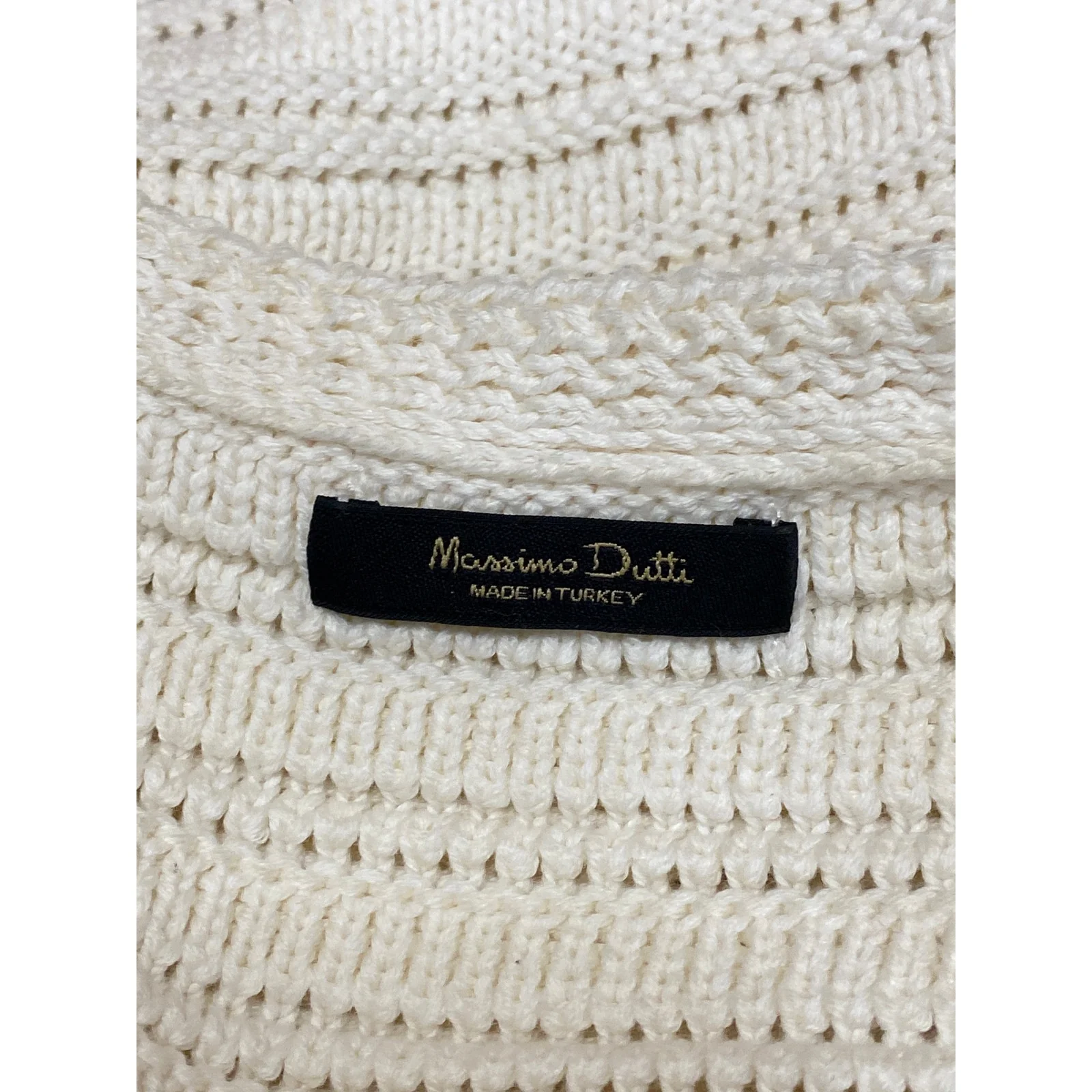 Massimo Dutti White Knit Long Sleeve Button Down Pockets Cardigan Sweater Top L - Image 3
