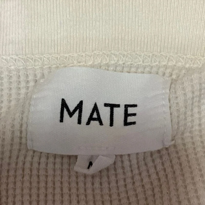 Mate White Knit Crew Neck Long Sleeve Pullover Crop Sweatshirt Sweater Top Sz M - Image 3