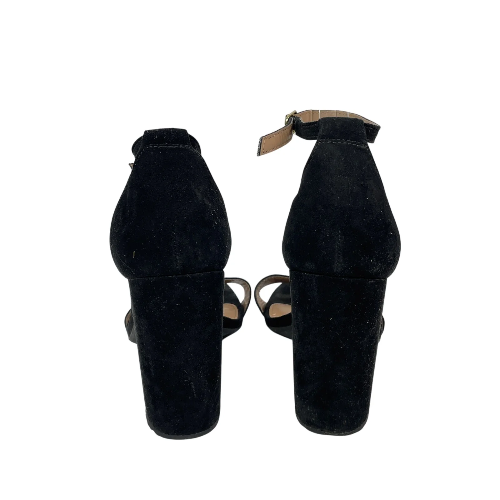 Merona Lulu Women's Black Suede Ankle Strap Open Toe High Block Heels Sandals 9 - Image 3