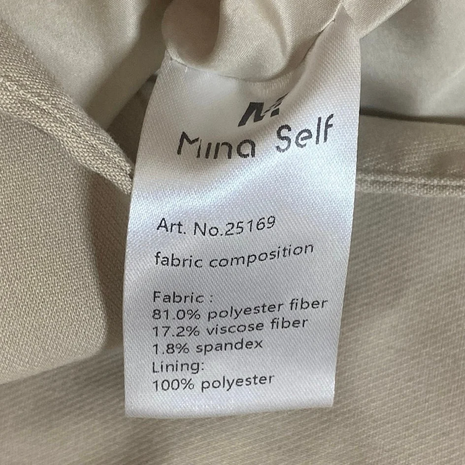 Mina Self Women's Beige Peak Lapel Sleeveless Vest Blazer Coat Jacket Size L - Image 6