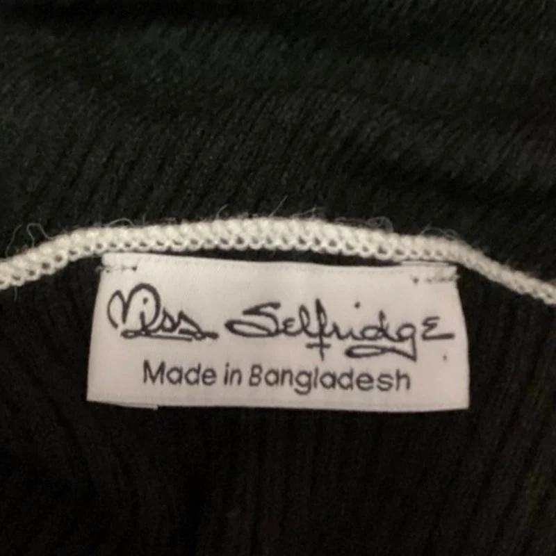 Miss Selfridge Black Ribbed Knit Scoop Long Sleeve Mini Bodycon Sweater Dress 14 - Image 4