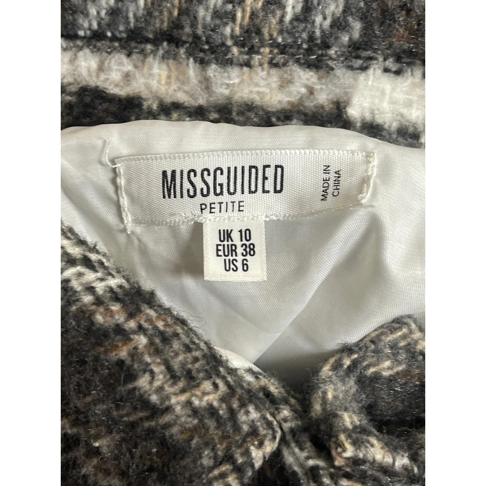 Missguided Gray Wool Plaid Collared Long Sleeve Button Down Shirt Coat Jacket 6 - Image 5