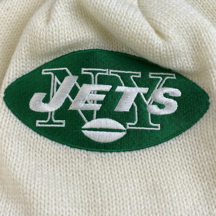 Mitchell & Ness New York Jets NFL White Green Cuff Knit Beanie Winter Cap Hat OS - Image 3