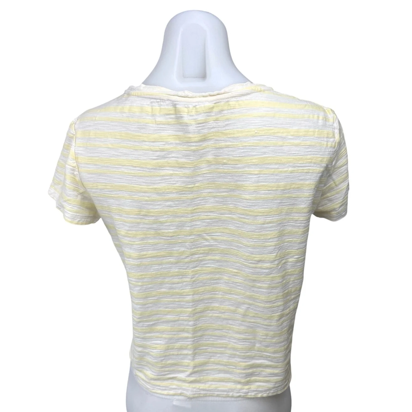 MNG Basics Yellow White Striped Crew Neck Short Sleeve T Shirt Tee Top Size M - Image 2