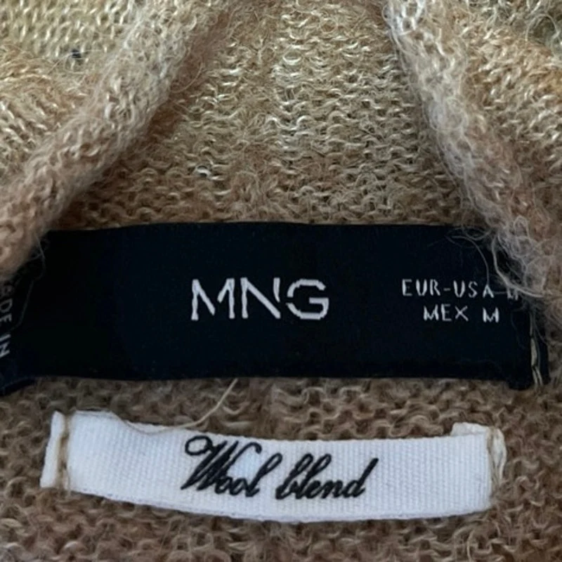 MNG Brown Wool Blend Knit Mock Neck Long Sleeve Pullover Sweater Top Size M - Image 4