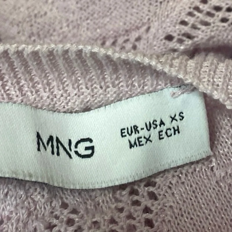 MNG Mango Pink Jacquard Floral Brocade Crewneck Long Sleeve Knit Sweater Top XS - Image 3
