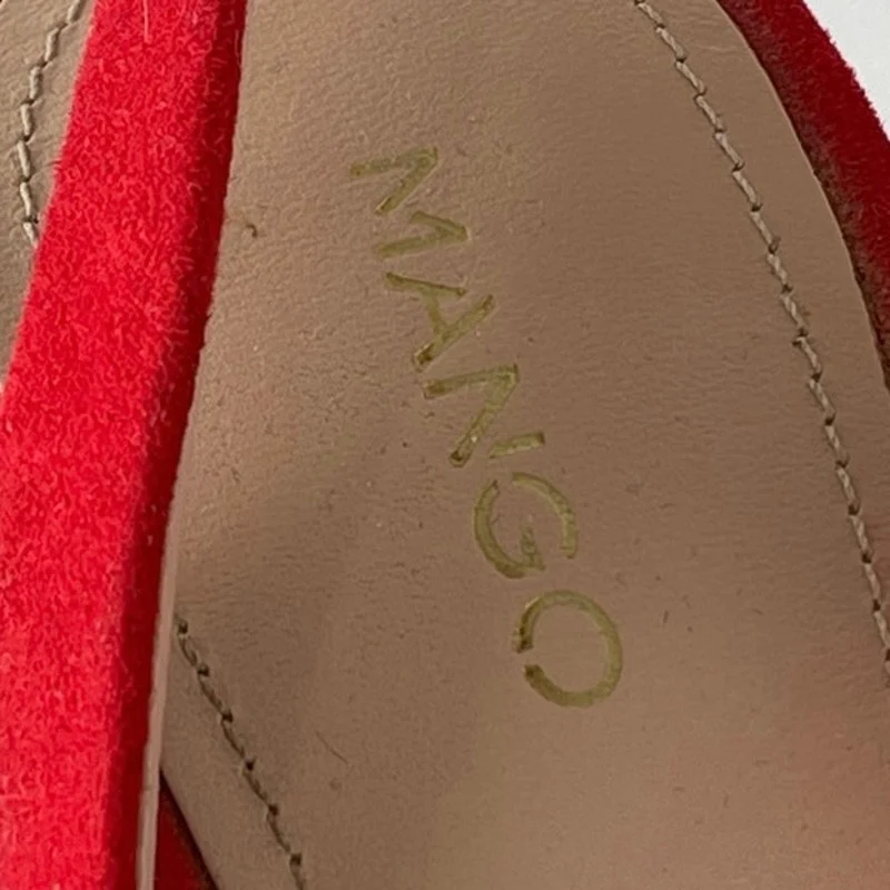 MNG Mango Red Suede Leather Pointed Toe Stiletto Slingback High Heels Size 6.5 - Image 5