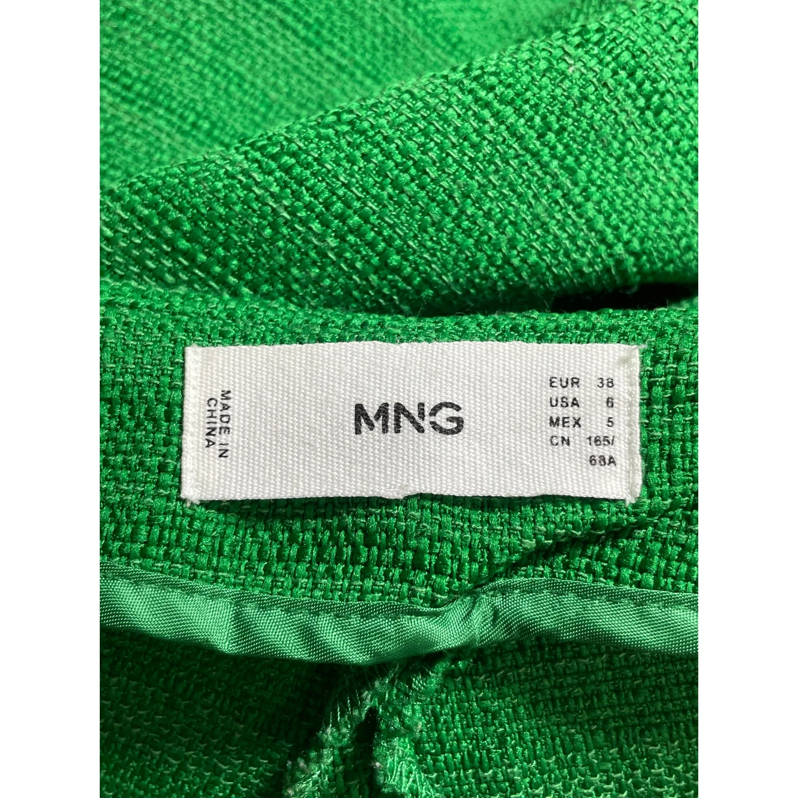 MNG Mango Women Green Tweed High Rise Straight Palazzo Wide Leg Trousers Pants 6 - Image 5