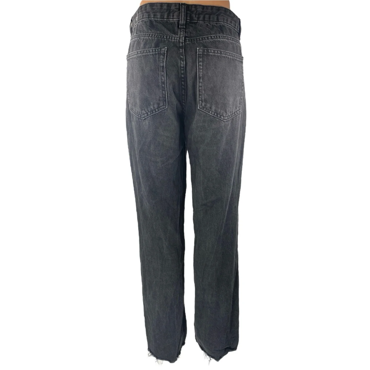 MNG Mango Womens Black High Waisted Straight Wide Leg Denim Jeans Panrs Size 8 - Image 3