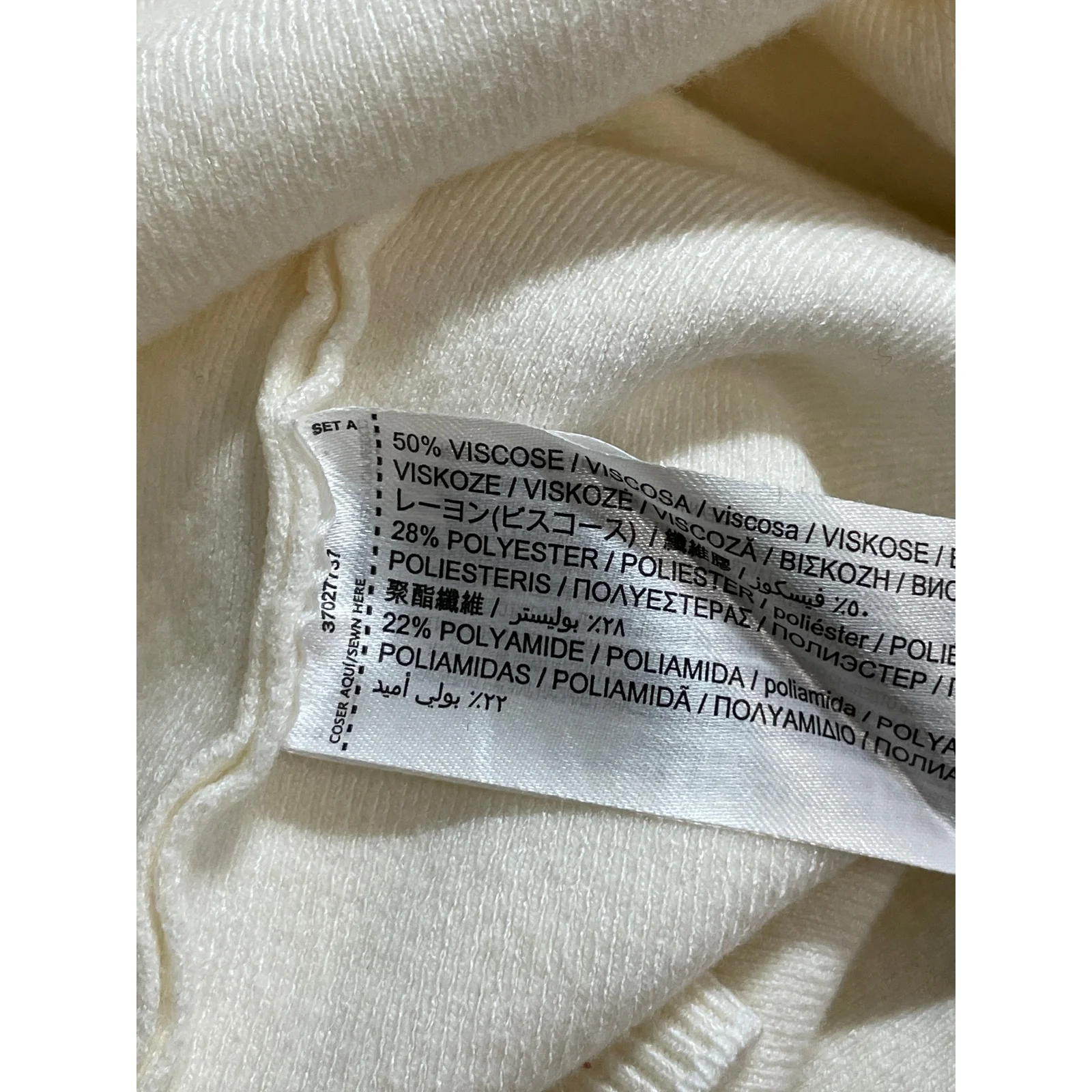 MNG Mango Women's Cream Ivory Long Sleeve Mock Neck Knit Sweater Top Size L - Image 6