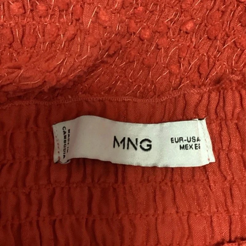 MNG Red Sleeveless Smocked High Neck Stretch Pullover Casual Blouse Top Size XL - Image 4