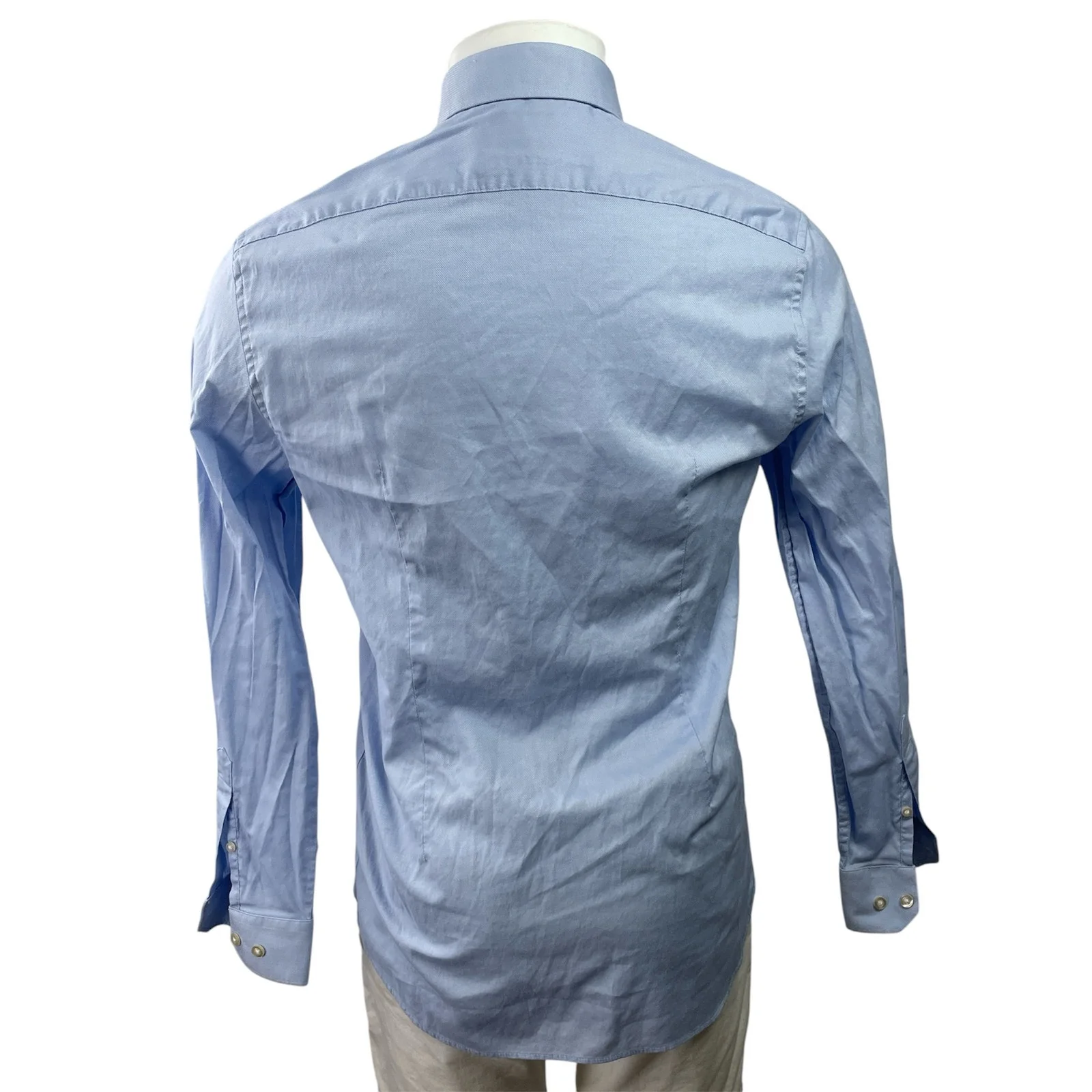 Moss London Men's Blue Long Sleeve Slim Fit Button Down Dress Shirt Size 15.5 - Image 3