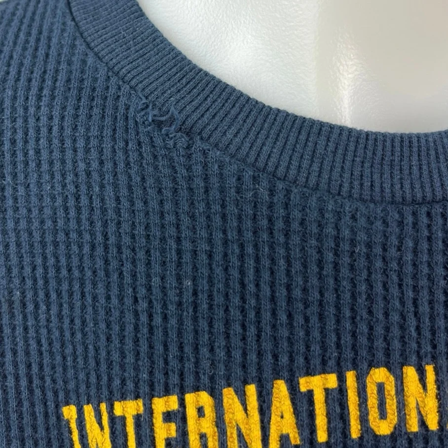 Mother Blue Yellow Waffle Knit Racing Boxy Long Sleeve Crop Tee T Shirt Top XS - Image 5