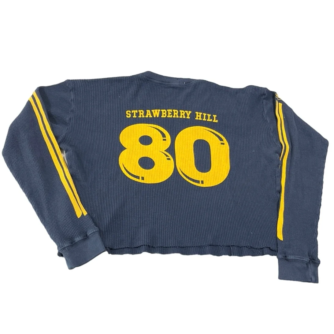 Mother Blue Yellow Waffle Knit Racing Boxy Long Sleeve Crop Tee T Shirt Top XS - Image 7