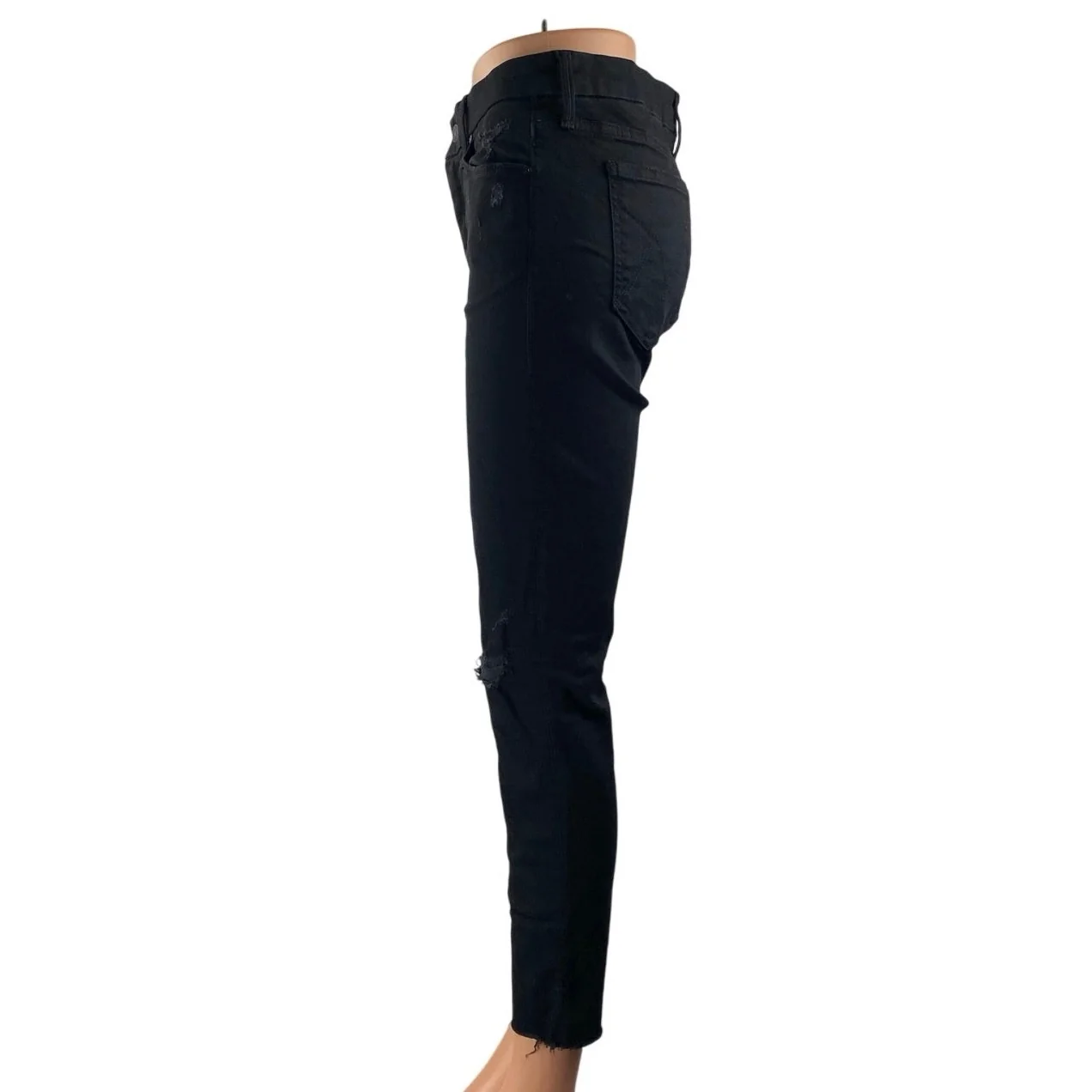 Mother Women's Black Mid Rise Distressed Skinny Raw Hem Denim Jeans Size 27 - Image 2