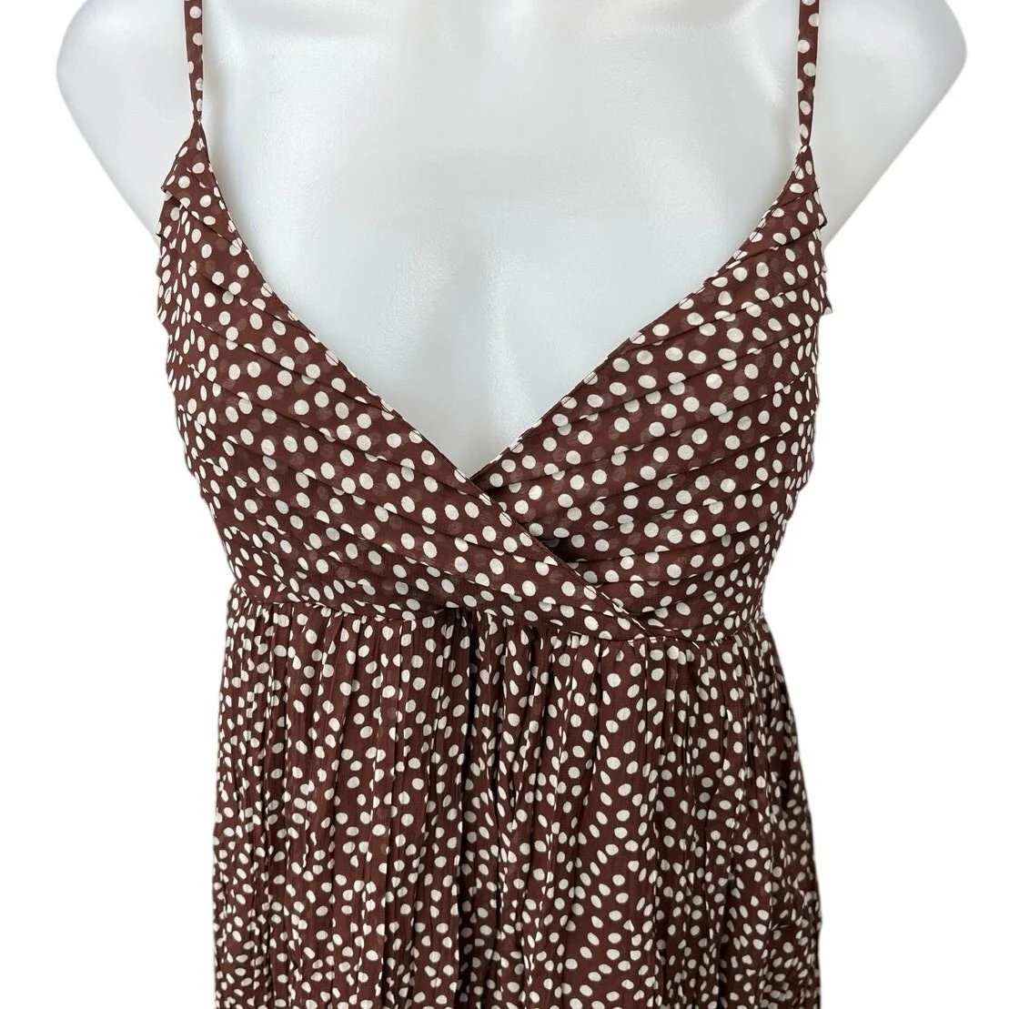 Motherhood Maternity Brown White Sleeveless Polka Dot Cami Mini Dress Size L - Image 3