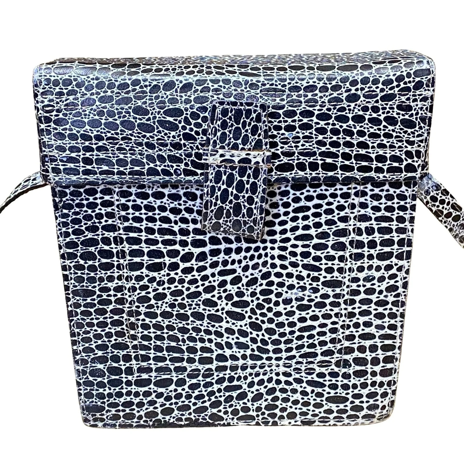 Mundi Women's Black White Snakeskin Animal Print Leather Crossbody Handbag OS - Image 2