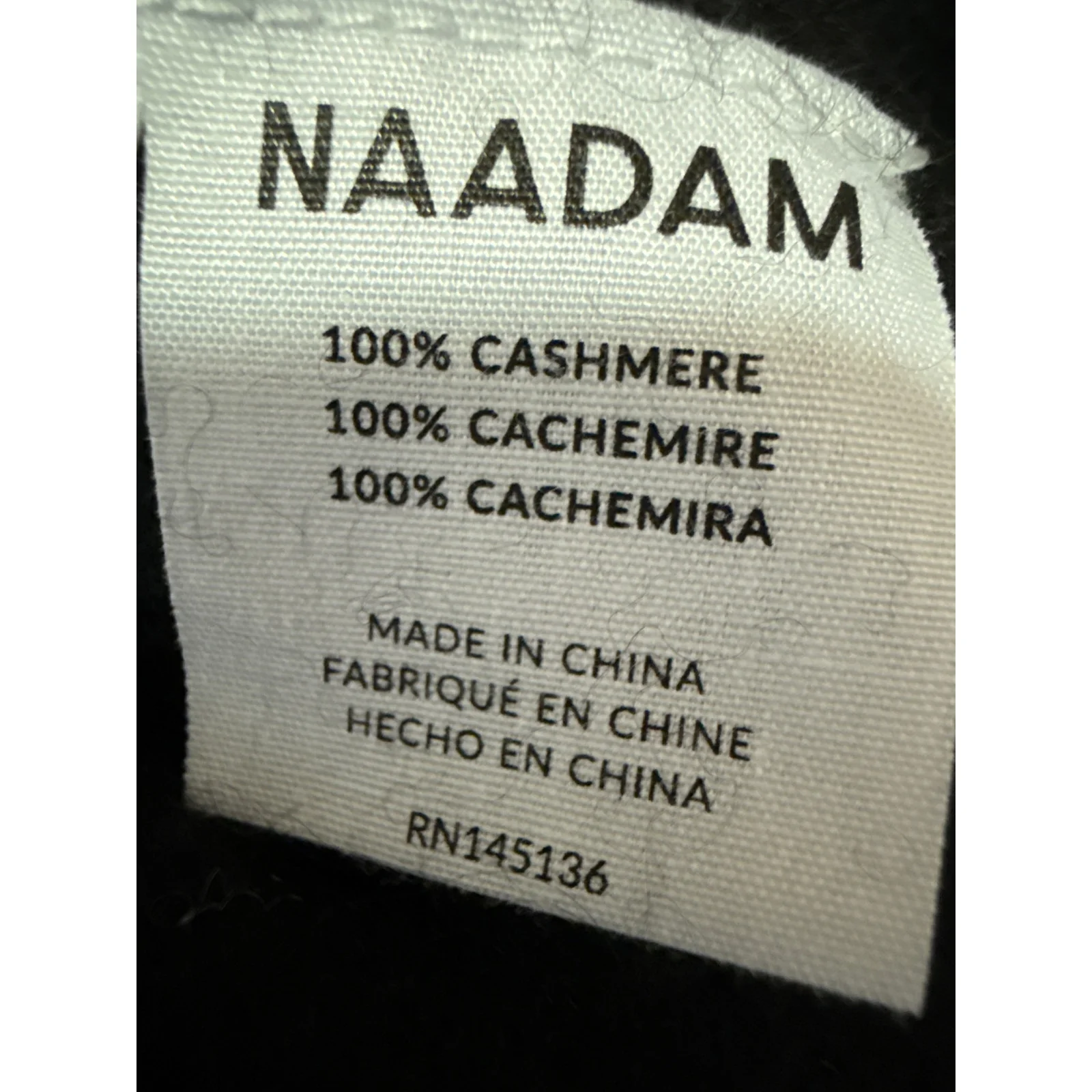 Naadam Women's Black 100% Cashmere Ribbed Knit Long Sleeve Sweater Top Size L - Image 4