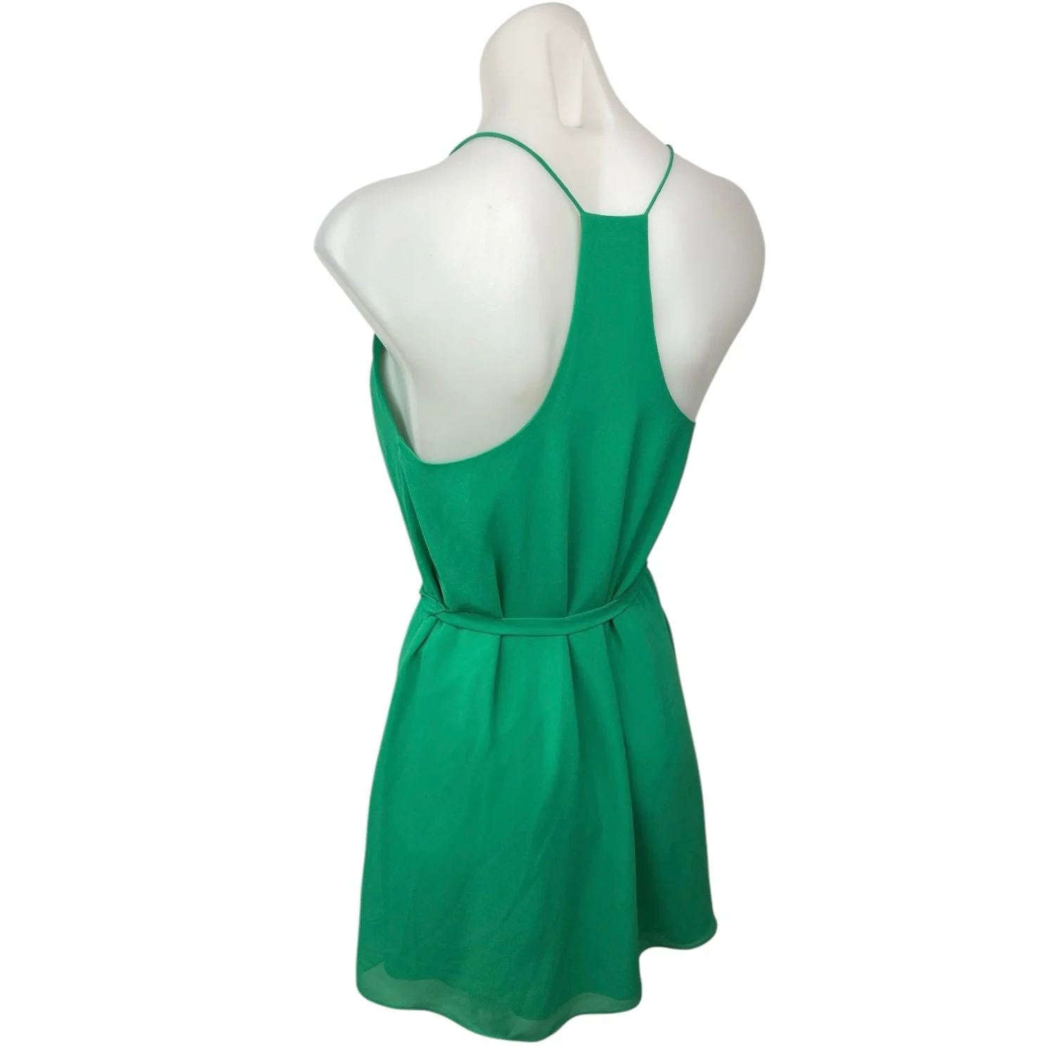 Naked Zebra Green Spaghetti Racerback Tie Mini Fit & Flare Camisole Tank Dress S - Image 2