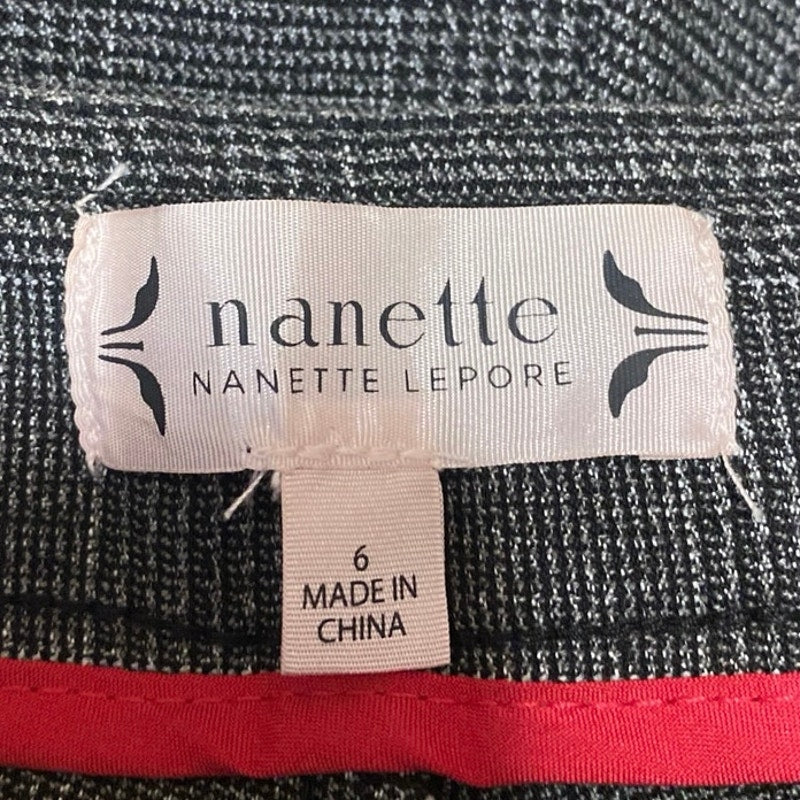 Nanette Lepore Women's Gray Plaid High Waisted Tapered Trousers Pants Size 6 - Image 4