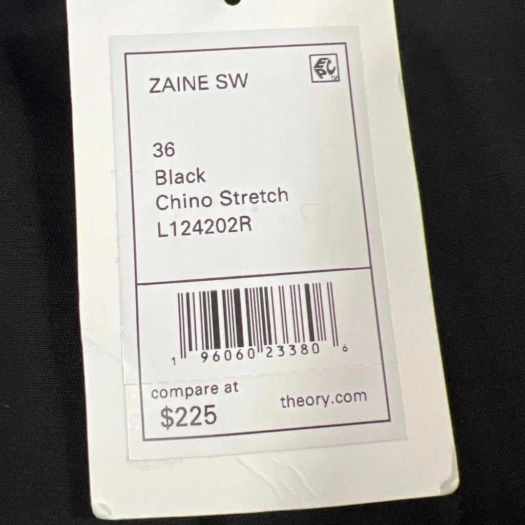 NEW $225 Theory Men’s Black Zaine Ankle Stretch Straight Chino Pants Size 36 - Image 6