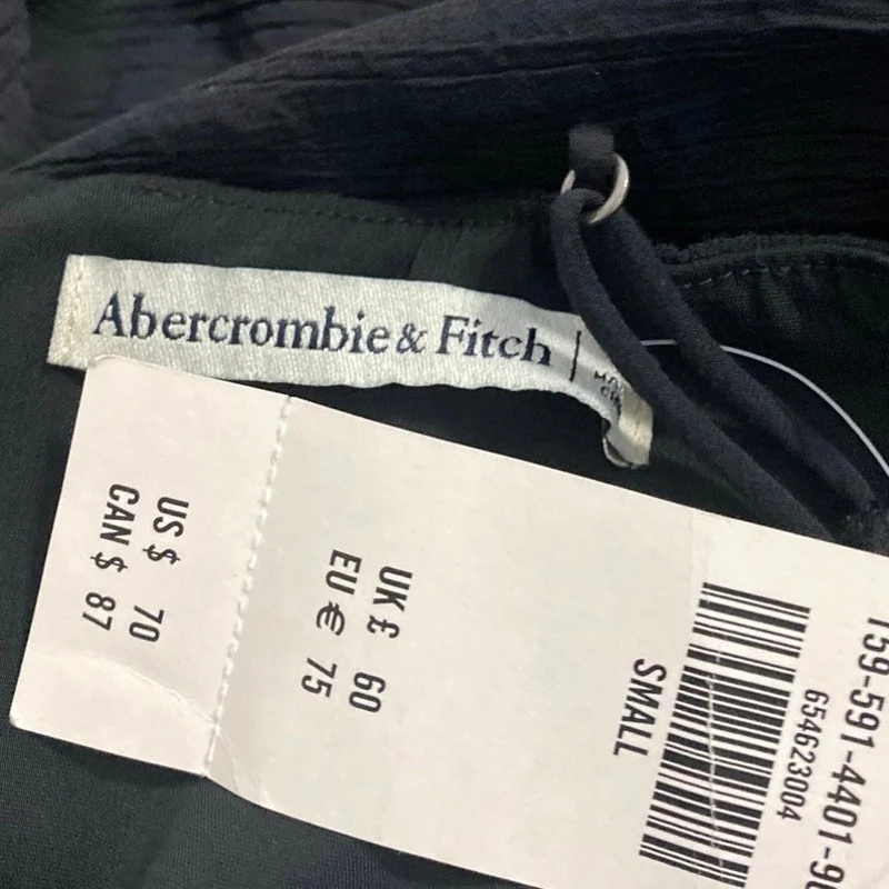 NEW Abercrombie & Fitch Black Sleeveless Cami Camisole Tank Slip Mini Dress S - Image 3