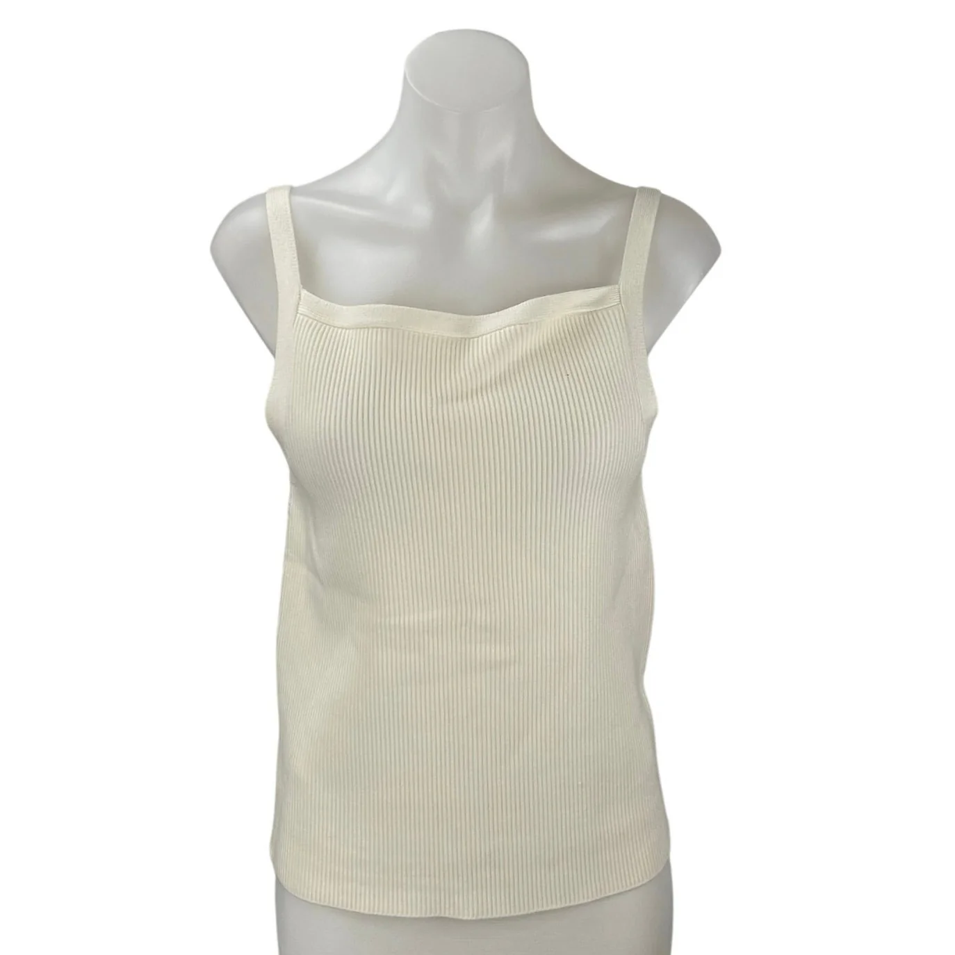 NEW Abercrombie & Fitch Cream Sleeveless Rib Knit Cami Camisole Crop Tank Top L